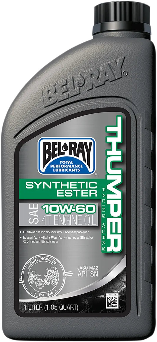 Bel-Ray Thumper Racing 10W-60 synthetic motorcycle engine oil, 1 L bottle