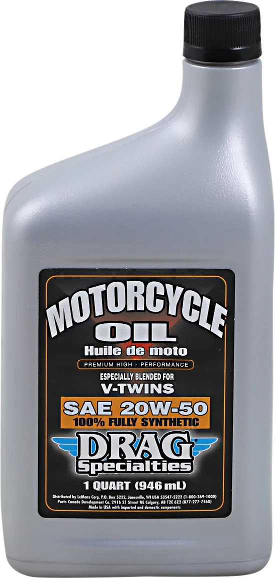Drag Specialties Motor Oil 20W-40 synthetic motorcycle engine oil, 1 qt bottle