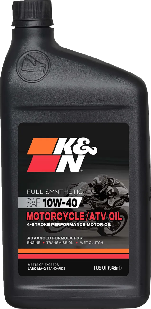 K&N 10W-40 synthetic motorcycle engine oil, 1 qt bottle