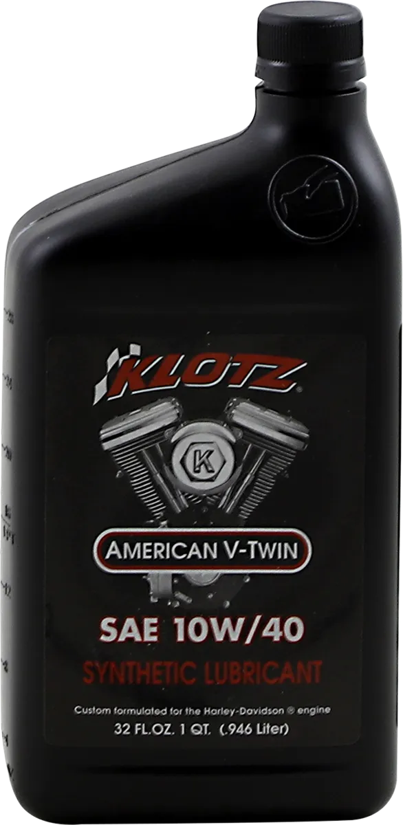 Klotz V-Twin Synthetic 10W-40 synthetic motorcycle engine oil, 1 qt bottle
