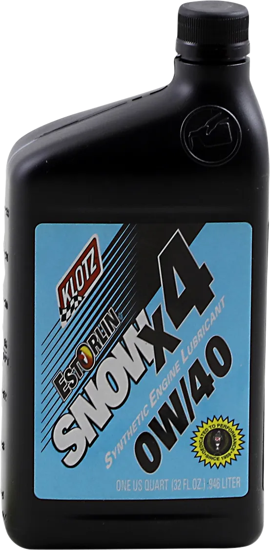 Klotz Snow X4 0W-40 motorcycle engine oil, 1 qt bottle