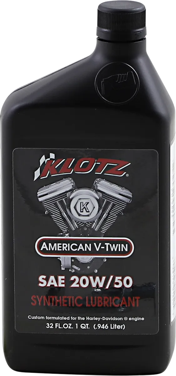 Klotz V-Twin Synthetic 20W-50 synthetic motorcycle engine oil, 1 qt bottle