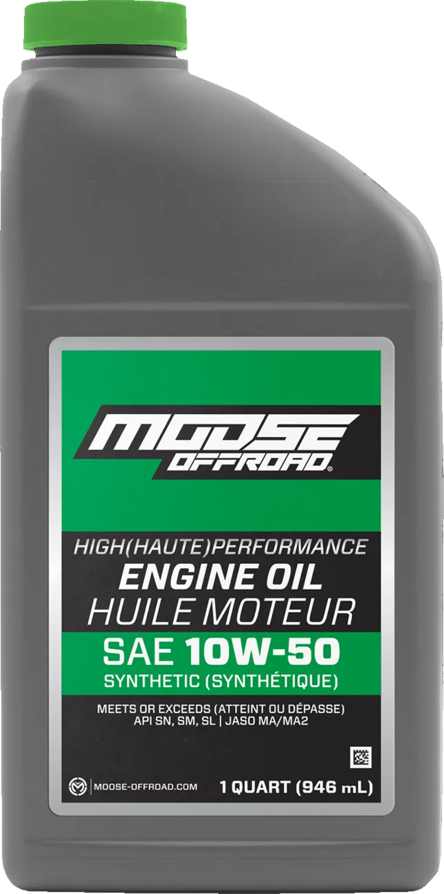 Moose Racing 10W-50 synthetic motorcycle engine oil, 1 qt bottle