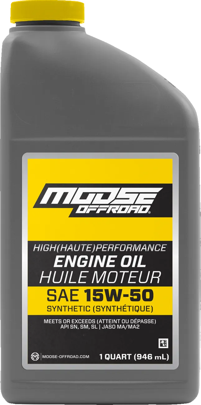 Moose Racing 15W-50 synthetic motorcycle engine oil, 1 qt bottle