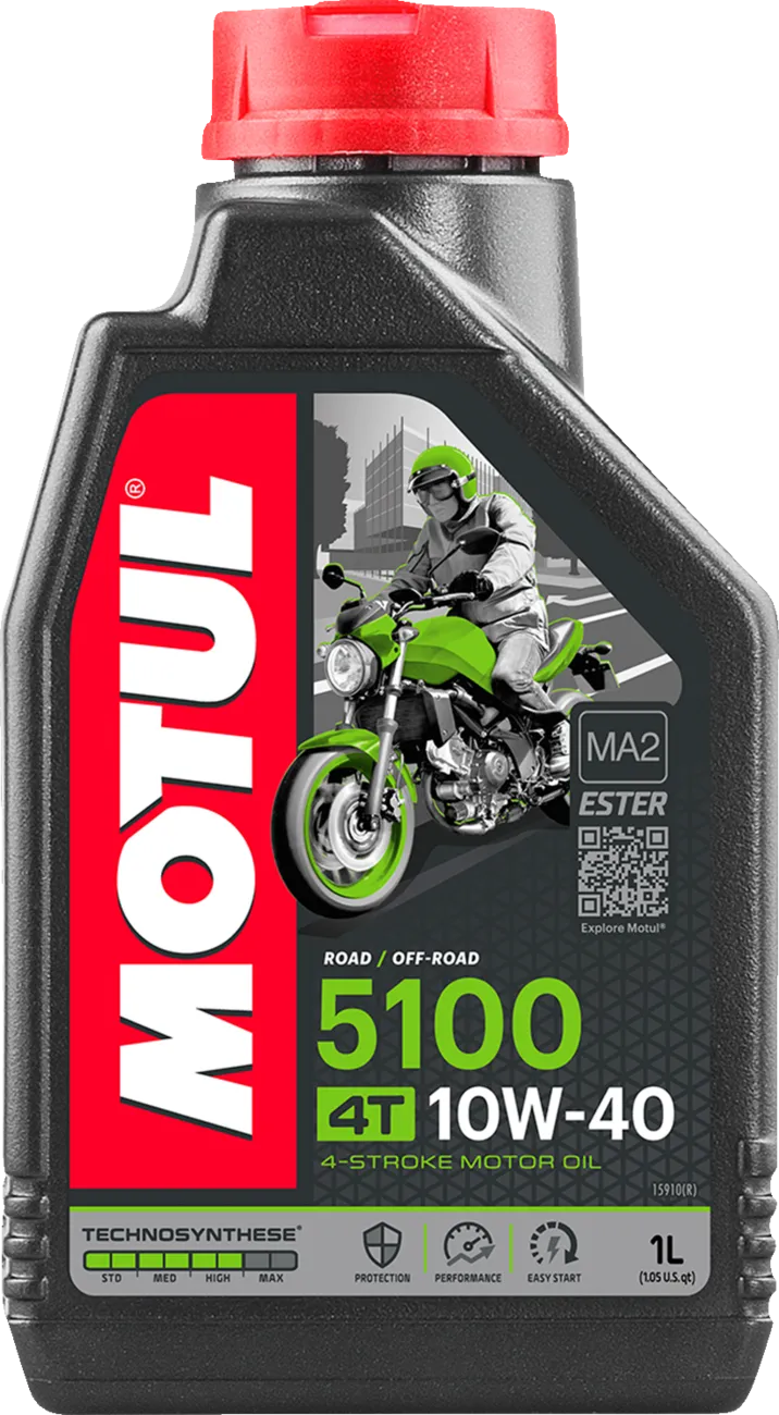 Motul 5100 10W-40 semi-synthetic motorcycle engine oil, 1 qt bottle