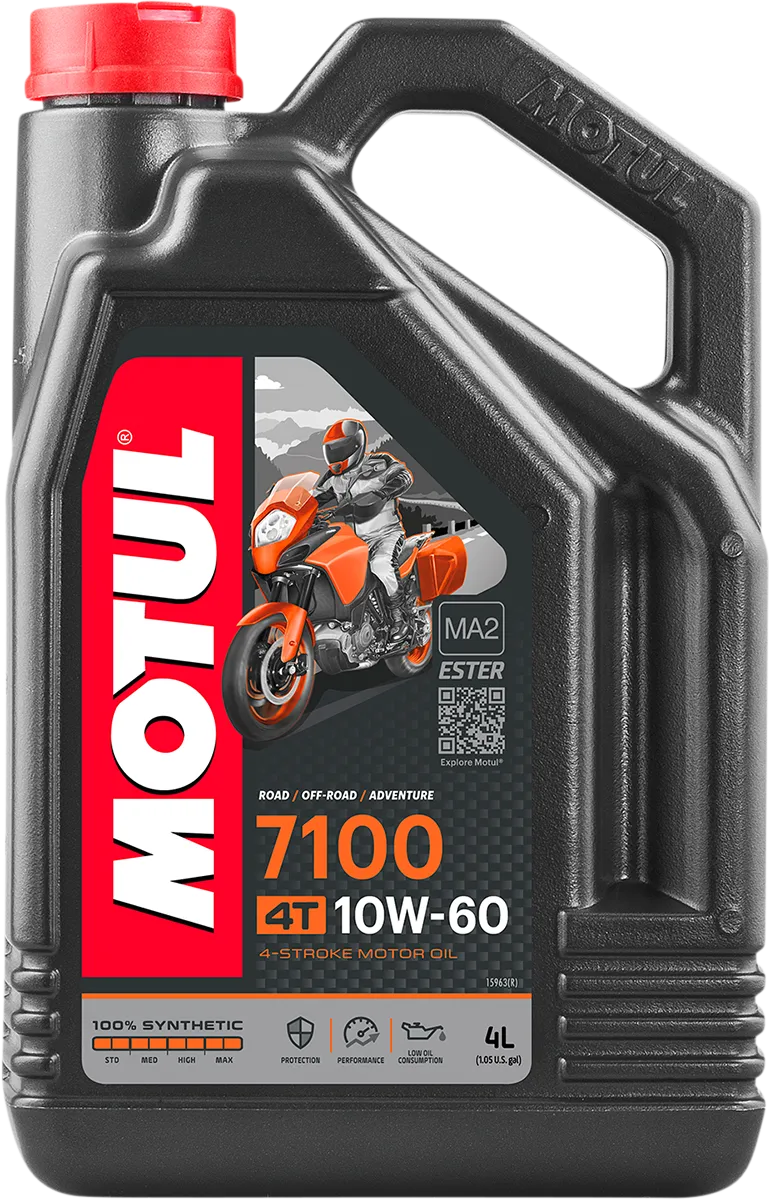 Motul 7100 10W-60 synthetic motorcycle engine oil, 4 L bottle