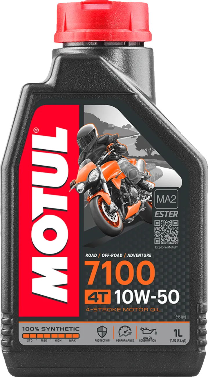 Motul 7100 10W-50 synthetic motorcycle engine oil, 1 L bottle