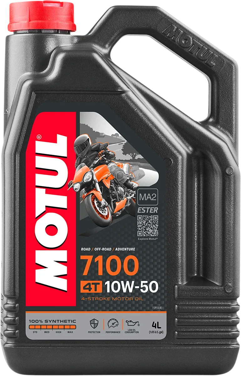 Motul 7100 10W-50 synthetic motorcycle engine oil, 4 L bottle