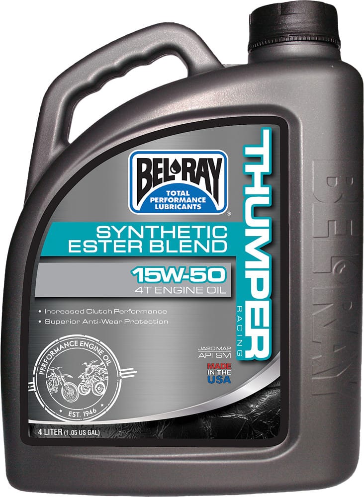 Bel-Ray Thumper Racing 15W-50 semi-synthetic motorcycle engine oil