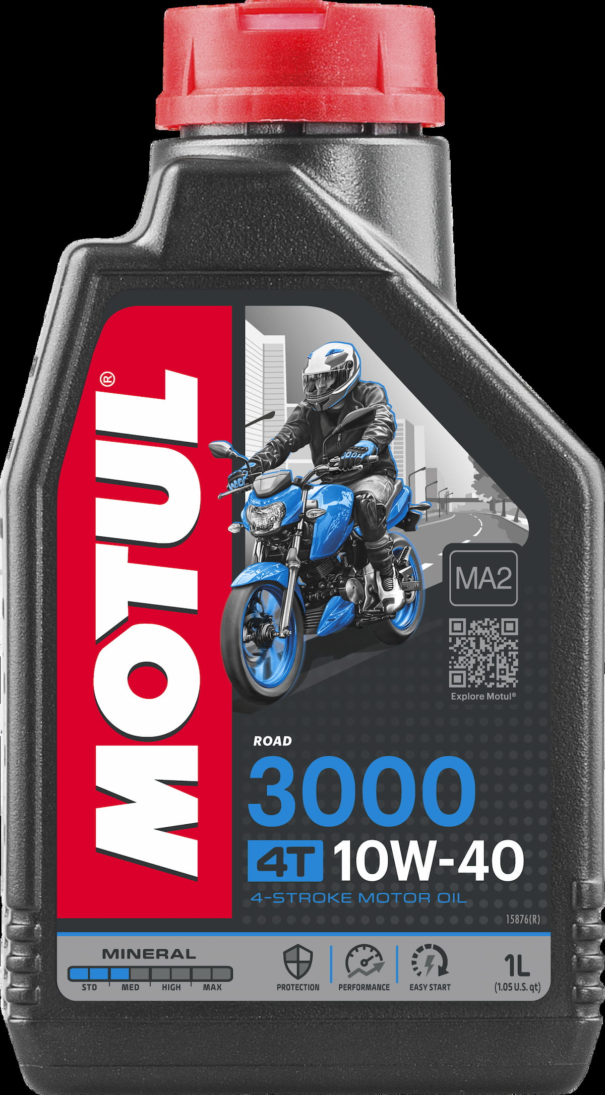 Motul 3000 10W-40 motorcycle engine oil, 1 qt bottle