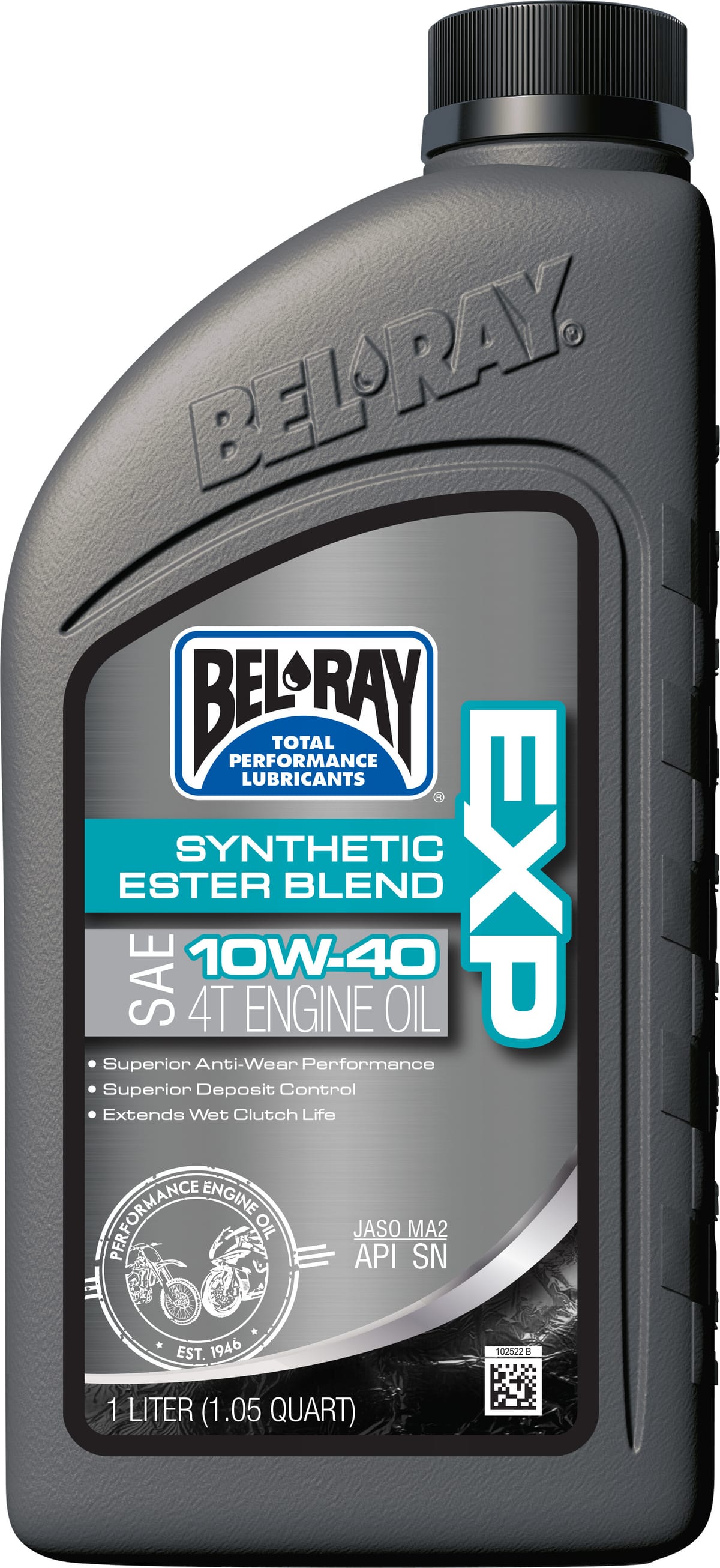 Bel-Ray EXP 10W-40 semi-synthetic motorcycle engine oil