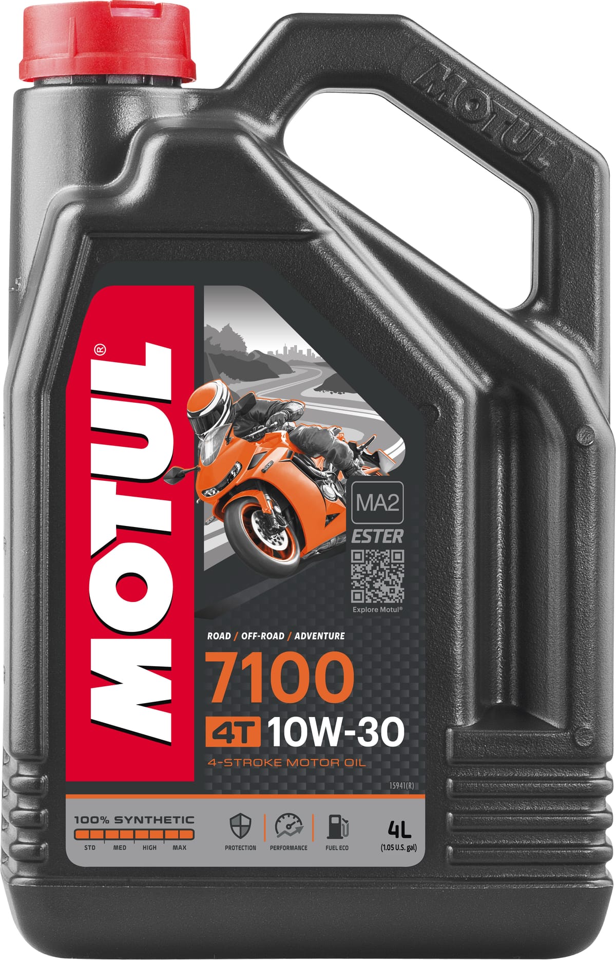 Motul 7100 10W-30 motorcycle engine oil, 4 L bottle