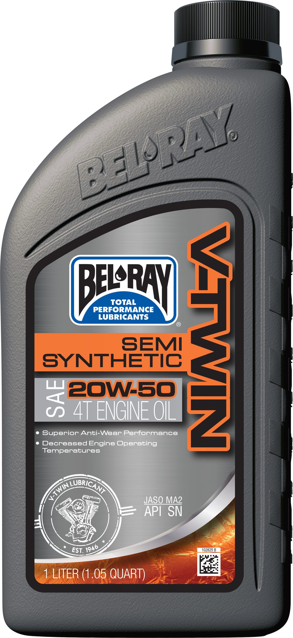 Bel-Ray V-Twin 20W-50 semi-synthetic motorcycle engine oil, 1 L bottle
